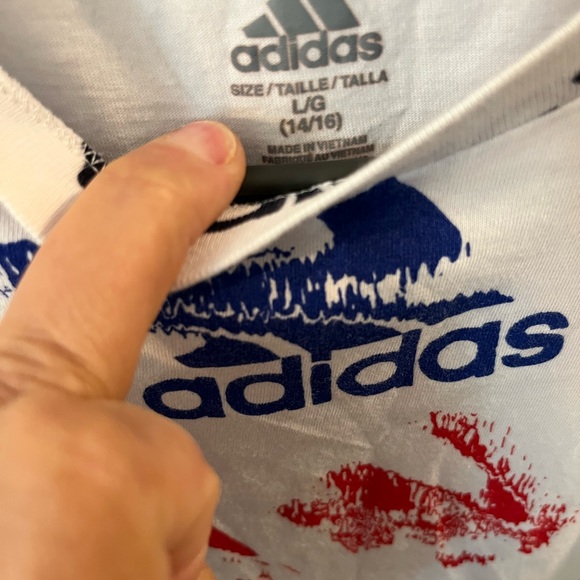 Adidas primary color T-shirt. Boys size 14 to 16. - Picture 3 of 3